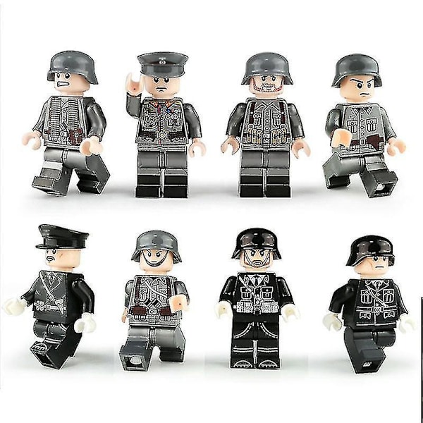 2023-8pcs Military Building Blocks Minifigure 2 Station German Officers And Soldiers Building