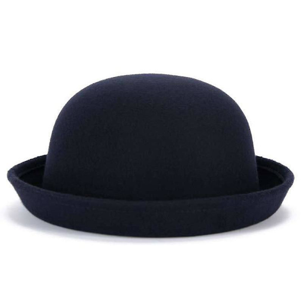 Bowlerhatte i uld til forældre og børn, Fedora-hatte Dome navy blue 54cm