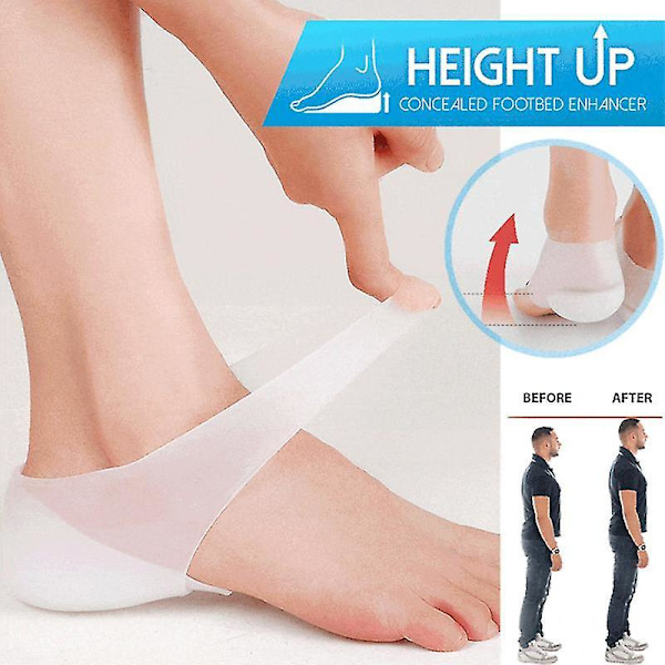 1 Pair Concealed Footbed Enhancers Invisible Height Increase Silicone Insoles Pads height - 2.0cm Male
