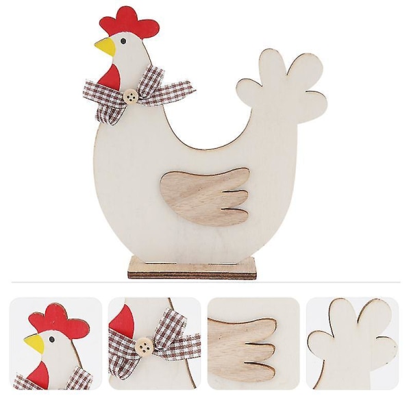 1pc Easter Chick Adornment Cartoon Easter Wooden Chick Ornament Creative Easter Chick Desktop Decor Creative Wooden Chick Crafts Decor For Home Office