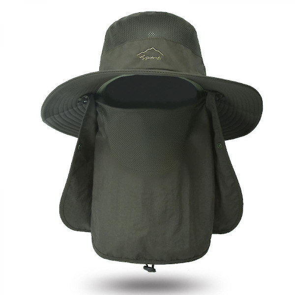 Fiskehat Solbeskyttelse Hat - Premium Upf 50+ Foldbar Klap Boonie Hat Til Mænd & Kvinder Armygrøn