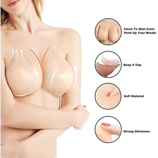 Adhesive Bra For Women Push Up, Premium Silicone Bra Tape Breast Lift Pasties Sticky Bra M/l/xl Cup