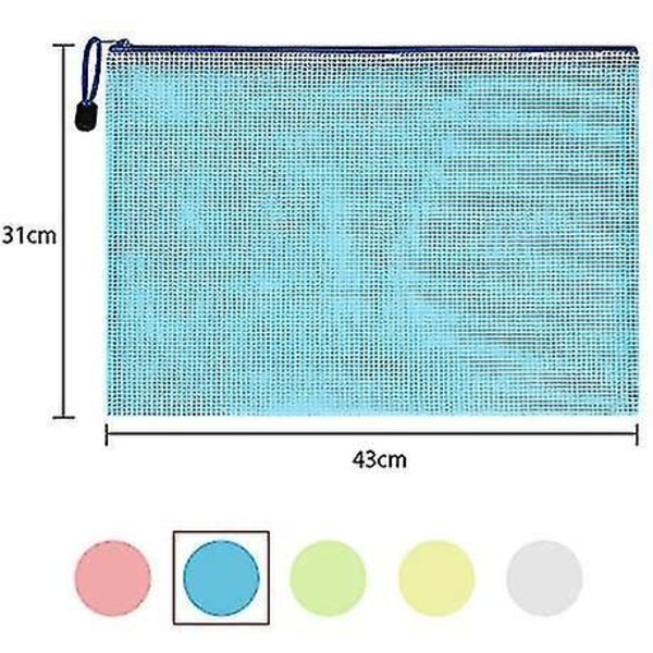 Document Pocket A3, 10 Pieces A3 File Zippered Pockets, Mesh Plastic Zippered