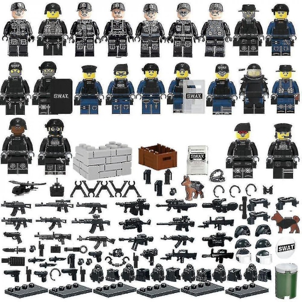 22 Pieces Of Military Police Building Blocks Minifigure Diy Small Particles Assembled Doll Ornaments