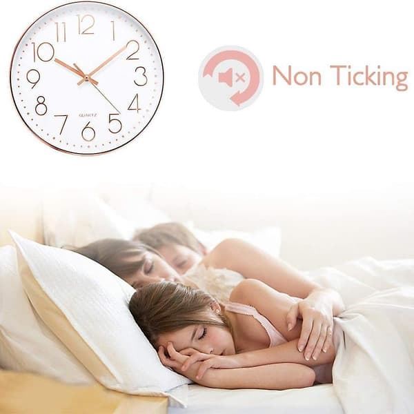Wall Clock Silent Non Ticking Quality Quartz, Round Easy To Read Style 1