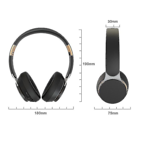 Headphones Wireless Bluetooth Headphones Over Ear Headset Stere BLACK