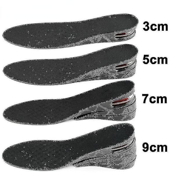 1 par usynlige innleggssåler for høydeøkning, fra 3 cm til 9 cm, høydeøkende pute, justerbar 5CM