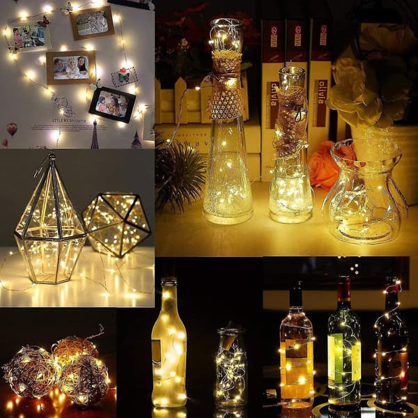 6 Pack Solar Led Bottle Cap Fairy Lights 1m 10 Leds Copper Wire Decorative Light
