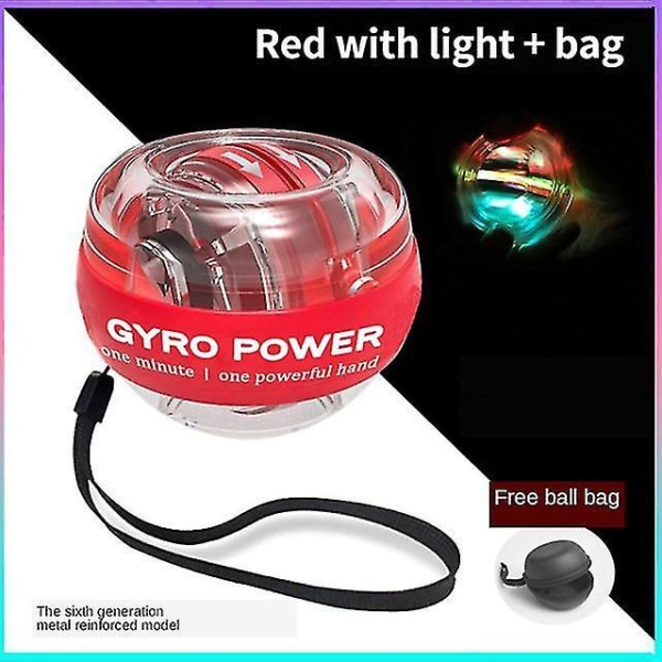 Håndledsbold Selvstartende Gyroskop Powerball Gyro Power Håndbold Musc Red light bag