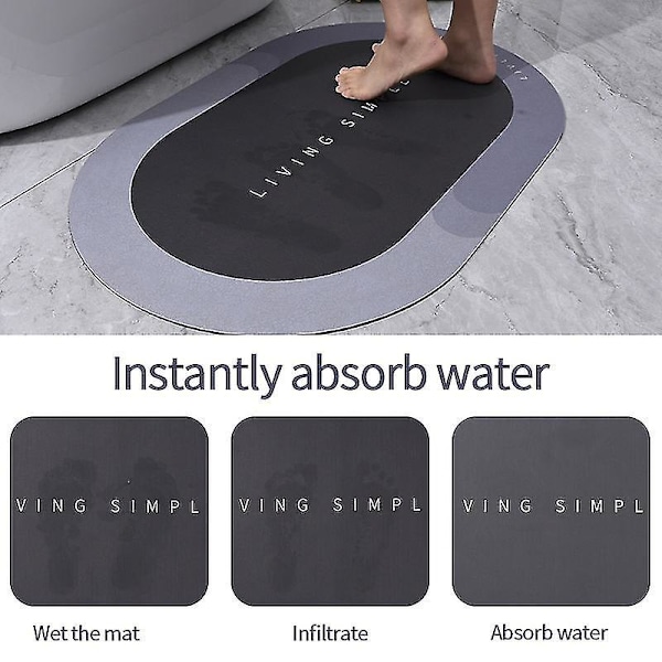 Erittäin Imukykyinen Kylpymatto Nopeasti Kuivuva Kylpyhuoneen Matto Liukumaton Eteisen Ovimatto Nappa-nahkainen Lattiamatto WC 01 Gray 50x80cm