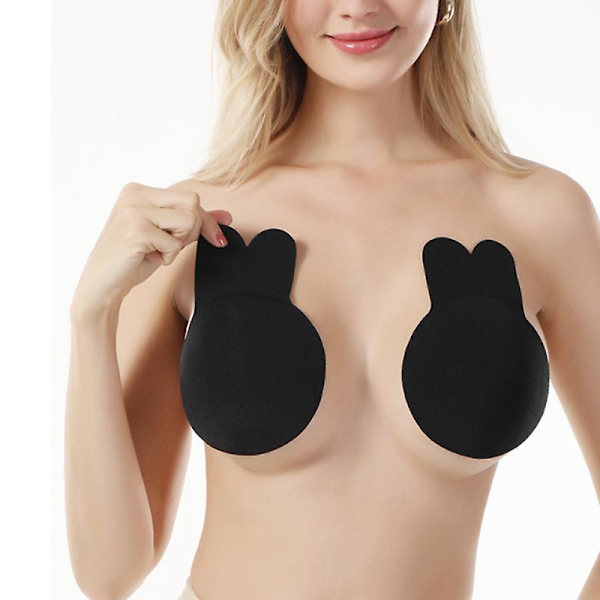 Rabbit Ear Chest Stickers Breathable Chest Stickers Anti-sagging Ultra-thin Silicone Chest Stickers Black 13cm