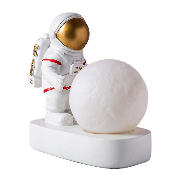 Kreativ Astronaut Natlampe Ornament LED Lys Skrivebordsindretning Sengelampe Gold