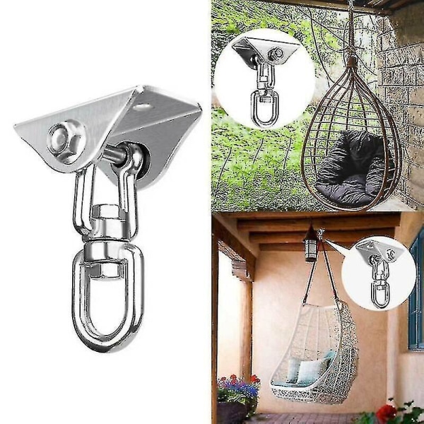 Heavy Duty Swing Hangers, 360 Rotate Swivel Hammock Hooks With Screws, Stainless Steel Swing Hook For Ceiling Wooden Porch, Gym Yoga Suspension Hooks
