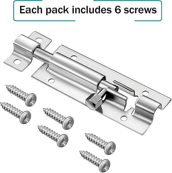 4 Pack Door Security Slide Latch Lock Barrel Bolt Latch Slide Door Bolt Stainless Steel  Gift