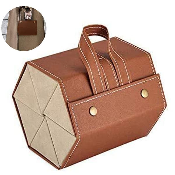 Sunglasses Organizer 5/6 Slots Travel Glasses Case Multiple Pairs Eyeglasses Storage Box Hanging Eyewear Holder Brown hexagonal