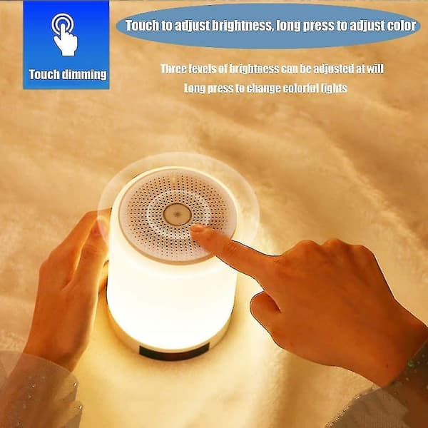 Bluetooth-kaiutin LED-lamppu, 3 kosketushimmennystilaa ja 7 värin herätyskello