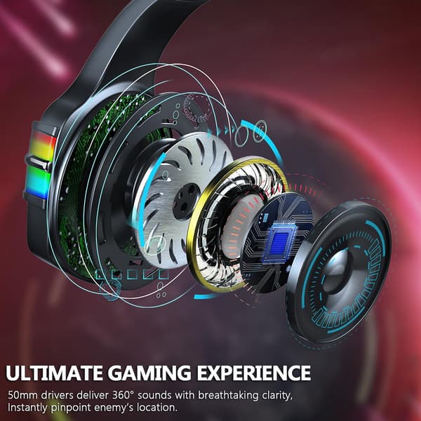 Gaming Headset, Ps5, Ps4 Ultrabløde Ørekopper, Støjreducerende Over-Ear Hovedtelefoner Med Mikrofon, Rgb Lys, Bass Surround, Til Ps5, Pc, Xbox One Controller