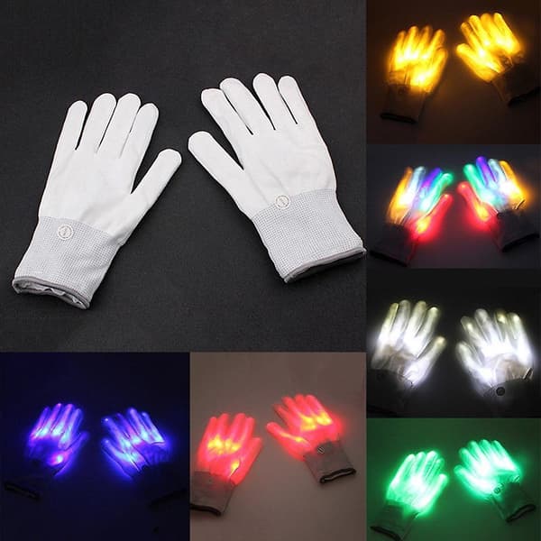 1 par LED Lysende Fingerhandsker Halloween Julekostume Danse Dekoration White