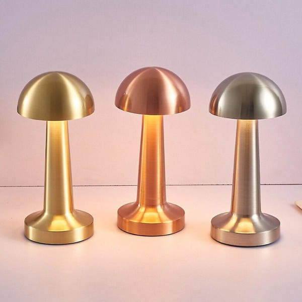 Rechargeable Led Table Lamp Touch Sensor Desk Light Bedroom Restaurant Bar Decor Bronze Mushroom