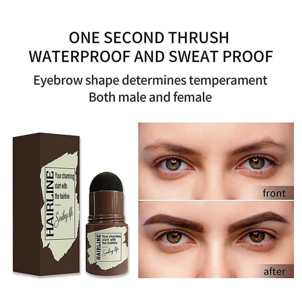 Eyebrow Stamp Shaping Kit Waterproof Eyebrow Powder Stamp Fuller Eyebrow Definer Makeup Tool Dark Grey 10 Stencils