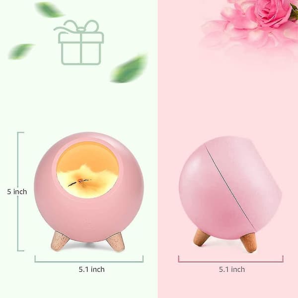 Søt Nattlampe med Sovende Katt - Liten Pet House Atmosfærelys USB-Lading/3 Lysmoduser/timer