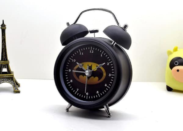 3 Inch Children's Alarm Clock Retro Silent Pointer Clock Round Digital Double Bell Black Alarm Clock Bedside Night Light