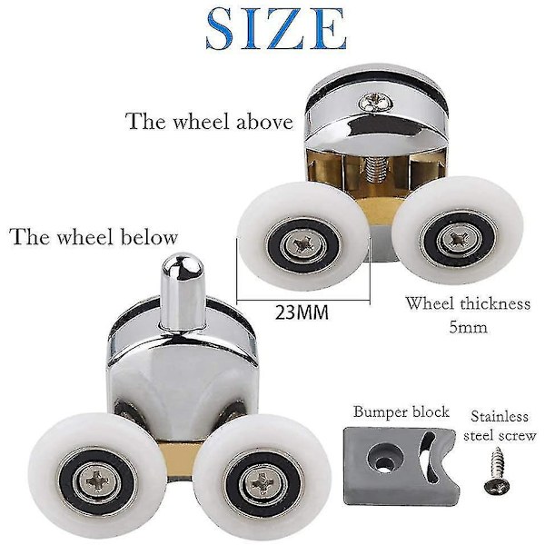 4pcs 23mm Shower Door Rollers Sliding Shower Doors Wheels Replacement Roller Runner Wheel (2 To