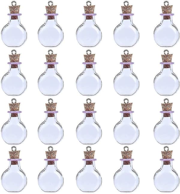 20 Pcs Mini Glass Bottles, Mini Empty Glass Cork Bottles For Birthday Gift