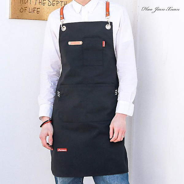 Unisex Arbeidsforkle Canvas Forkle Bib Justerbart Kjøkkenforkle style 2