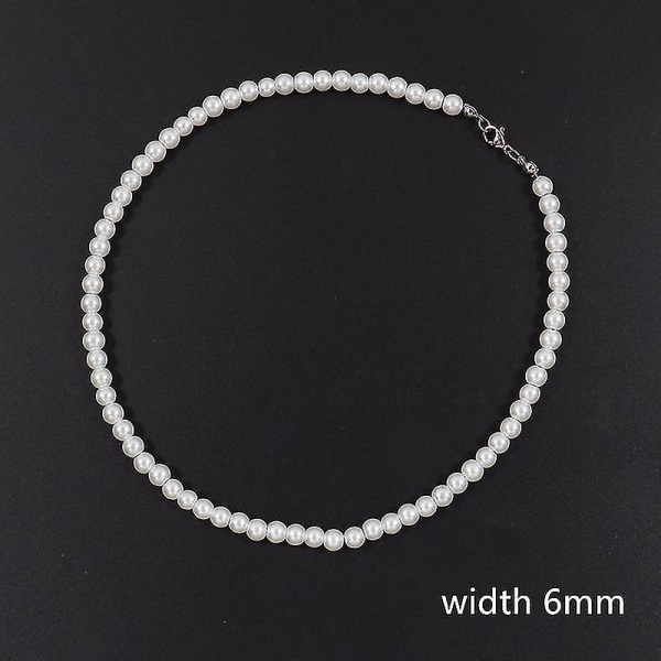 2022 New Trendy Imitation Pearl Necklace Men Temperament Simple Handma 50cm 8mm