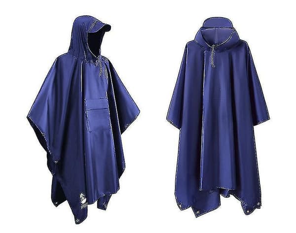 Hupullinen sadeponcho, vedenpitävä sadetakki blue