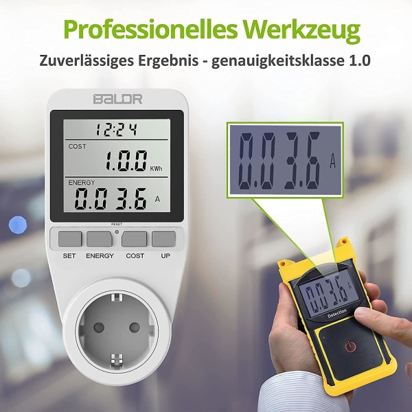 Electricity Meter 3680w, Electricity Meter For Socket, Energy Cost Meter With Large Lcd Screen And Maximum Overload Protection, Electricity Meter For