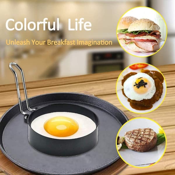 Æggeform, 3-pak æggepandekageform, non-stick cirkelform i rustfrit stål