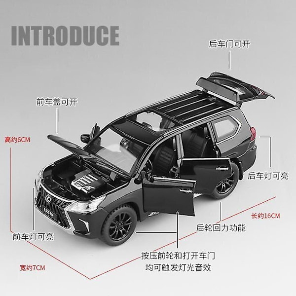 1:32 Leluauto Erinomainen Laatu Lx570 Maastoauto Metalliauto Lelu Seosauto white