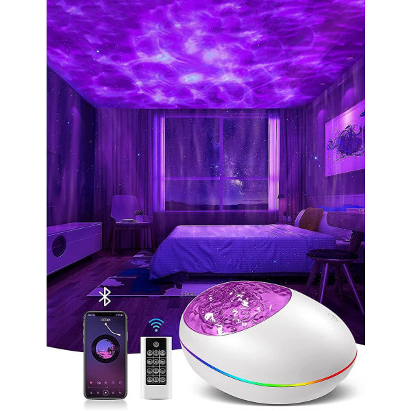 Galaxy Projector, Skylight Ocean Wave Galaxy Light For Adults Kids Bedroom, Star Projector Night Light With White Noise, Timer, Bluetooth Speaker, Coo White