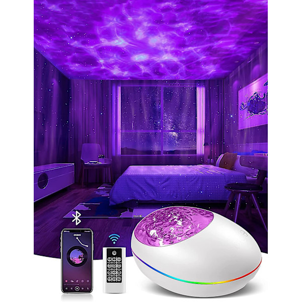 Galaxy Projektor, Skylight Ocean Wave Galaxy Lys Til Voksne Børneværelse, Stjerneprojektor Natlys Med Hvid Støj, Timer, Bluetooth Højttaler, Coo White