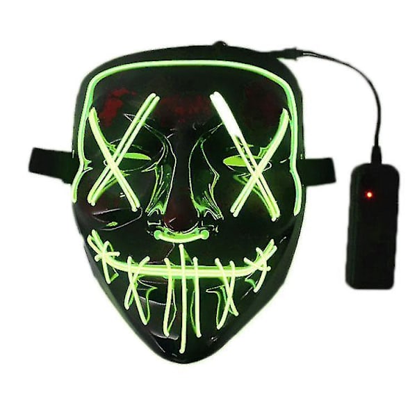 Halloween Clubbing Light Up LED Mask Costume Rave Cosplay Party Purge 3 Modes Carnival Easter Day Ma SWPF green