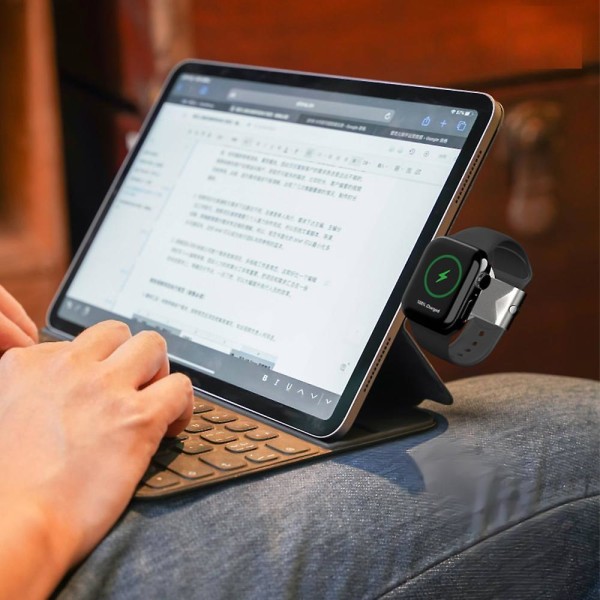 Bærbar Apple Watch-lader, trådløs magnetisk reiselader for Apple Watch med USB A og USB C-kontakt