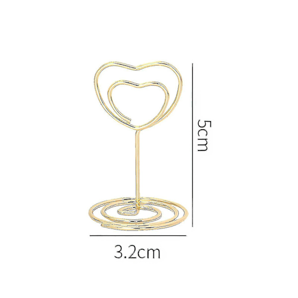 Heart Shaped Photo Holder, Table Number Holder Card Holder For Party Wedding Office Photo Memo (10 Pieces, Gold)