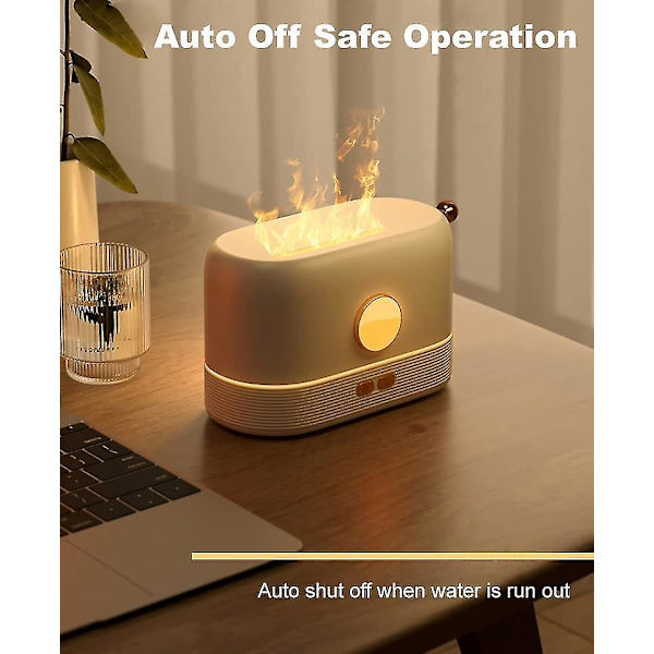 Flame Essential Oil Diffusers Aromatherapy Humidifier 200ml Air Purifiers Ultrasonic Aroma Diffuser 3d Flame Quiet Mist Water Vaporizerwhite
