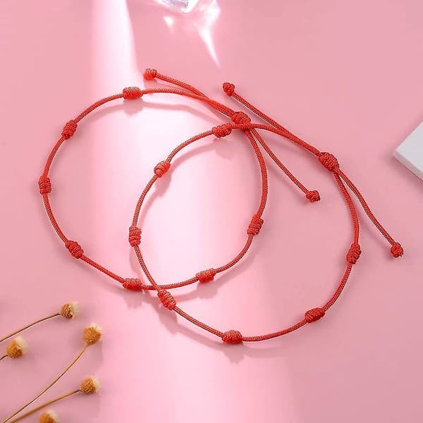 2pcs Red String Bracelet Handmade Kabbalah Protection Amulet Knots Thr