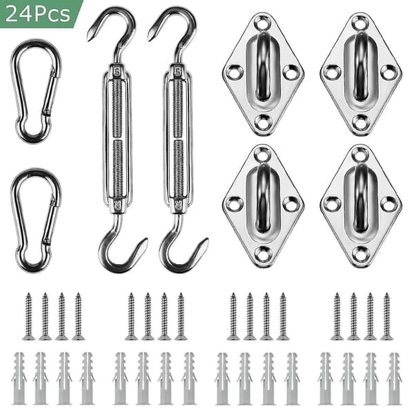 304 Marine Grade Shade Sail Hardware Kit 5 Inch For Rectangle And Square Sun Shade Sails Installation, 24 Pcs