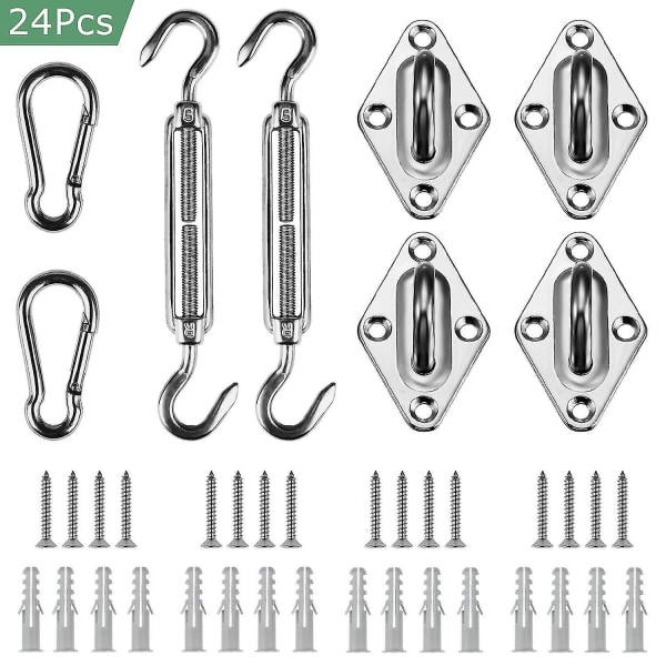 304 Marine Grade Solseil Hardware Kit 5 Tommer For Rektangel Og Kvadratisk Solskjerm Seil Installasjon, 24 Stk