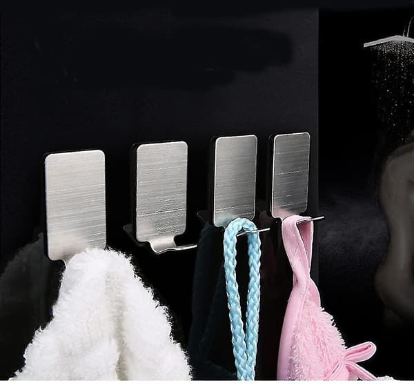 Self Adhesive Hooks, 8pcs Stainless Steel Towel And Robe Hooks For Kitchen Bathrooms Closets, Waterproof And Rustproof.