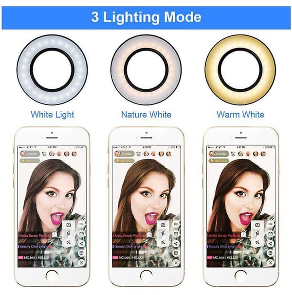 Mobile Phone Live Holder Lazy Bracket Desk Lamp LED Selfie Ring Light Flexible For Youtube White