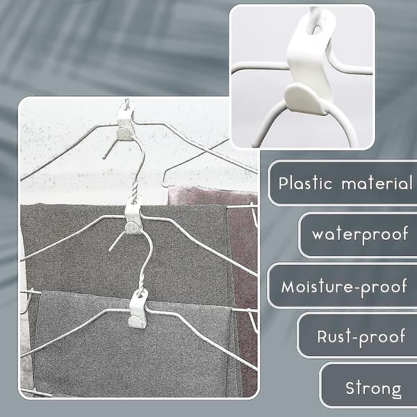 30 Pieces Clothes Hanger Connector Hooks Space Saving Hanger Connectors Closed Hanger Clips White Hanger Extension Clips