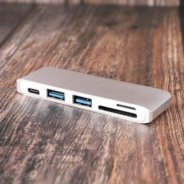 5-i-1 USB-adapter farge sølv