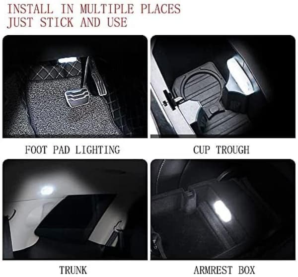 2 Pcs Car Led Lights Interior, Led Interior Car Lights With 6 Bright Led Lamp Beads, Portable , Usb Rechargeable Lighting Light (warm White Light)