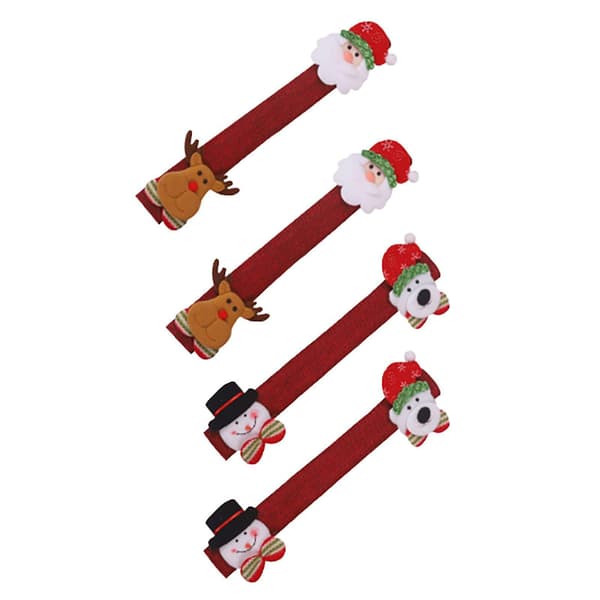 4pcs Christmas Refrigerator Door Handle Cover Kitchen Appliances Glove Protector A
