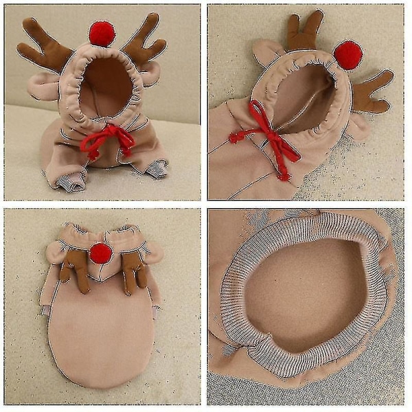 Warm Dog Winter Clothes Cute Fruit Dog Coat Hoodies Fleece Pet Dogs Costume Jacket For French Bulldog Chihuahua 05 Elk L